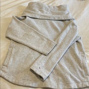 Cowl neck pullover sweater with pockets